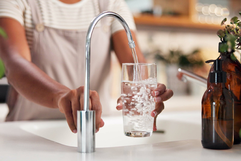 Filling Glass Clean Tap Water Kitchen